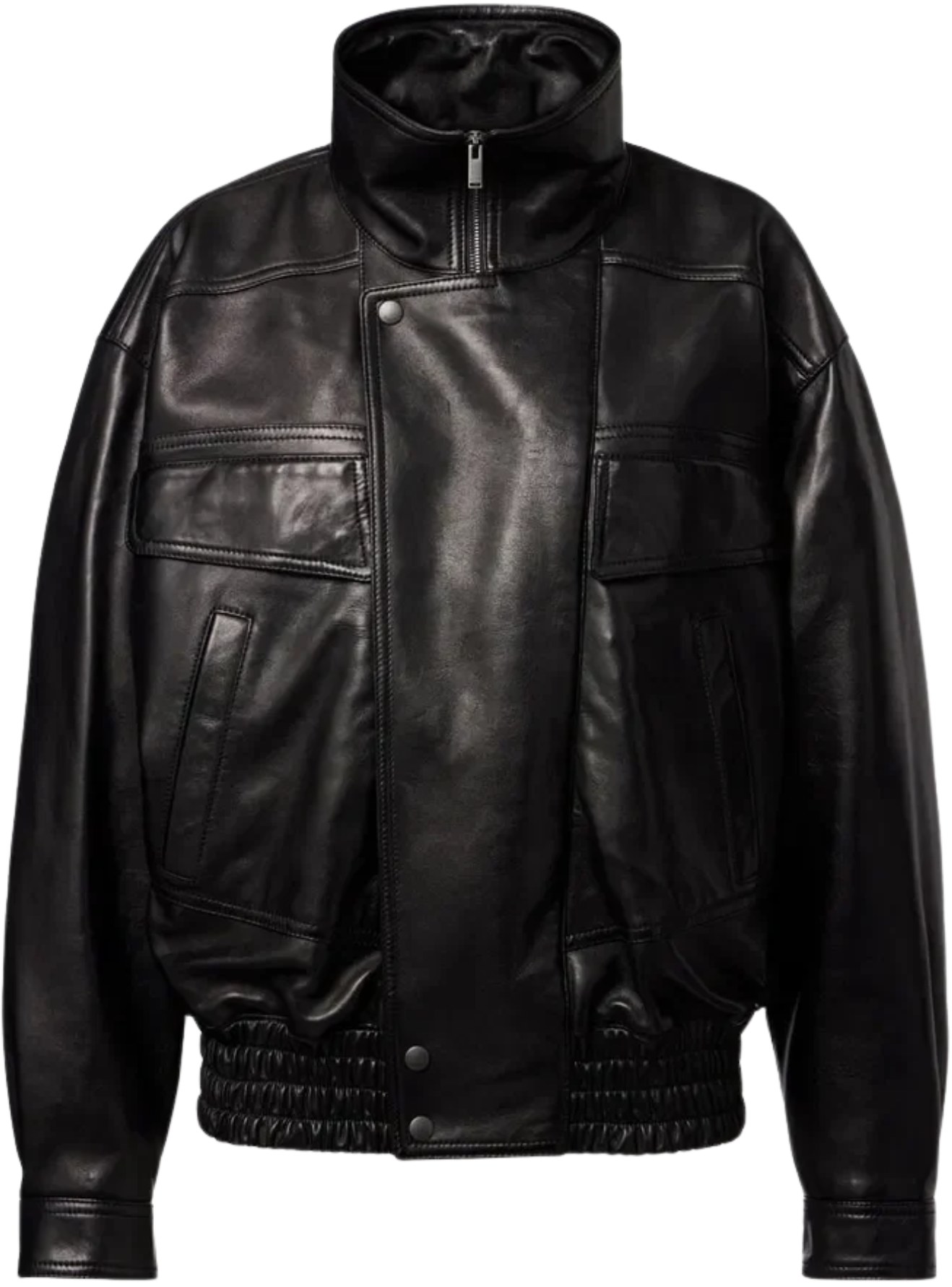 Saint Laurent Black Leather Bomber Jacket